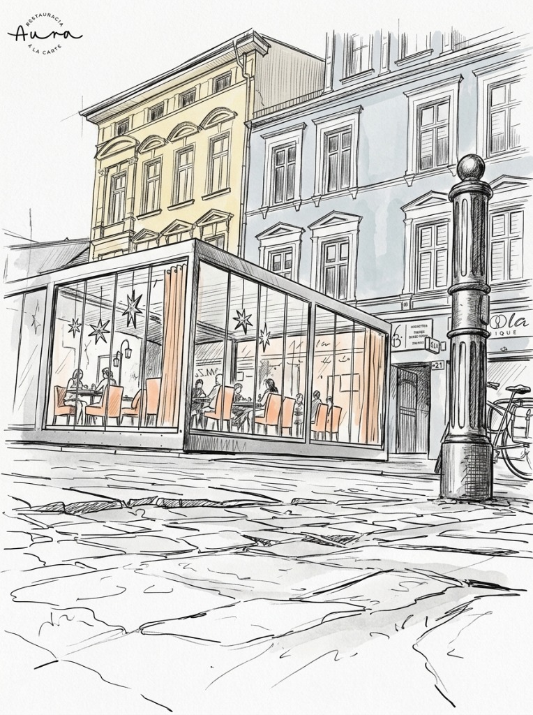 Pergola Restauracji Aura na Rynku 21 - szkic artystyczny